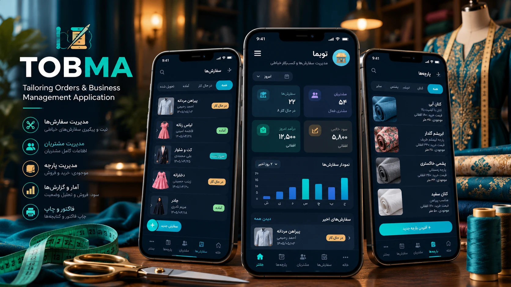 TOBMA interface mockup, an AI-generated conceptual preview and not an actual application screenshot